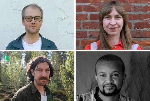 De nominerte til Eckbos Legat stipendutstilling. Øverst fra venstre: Johannes Engelsen Espedal (foto: privat) og Liilian Saksi (foto: privat). Nederst fra venstre: Sebastian Rusten (foto: Signe Luksengard ) og Wendimagegn Belete Masresha (foto: privat)